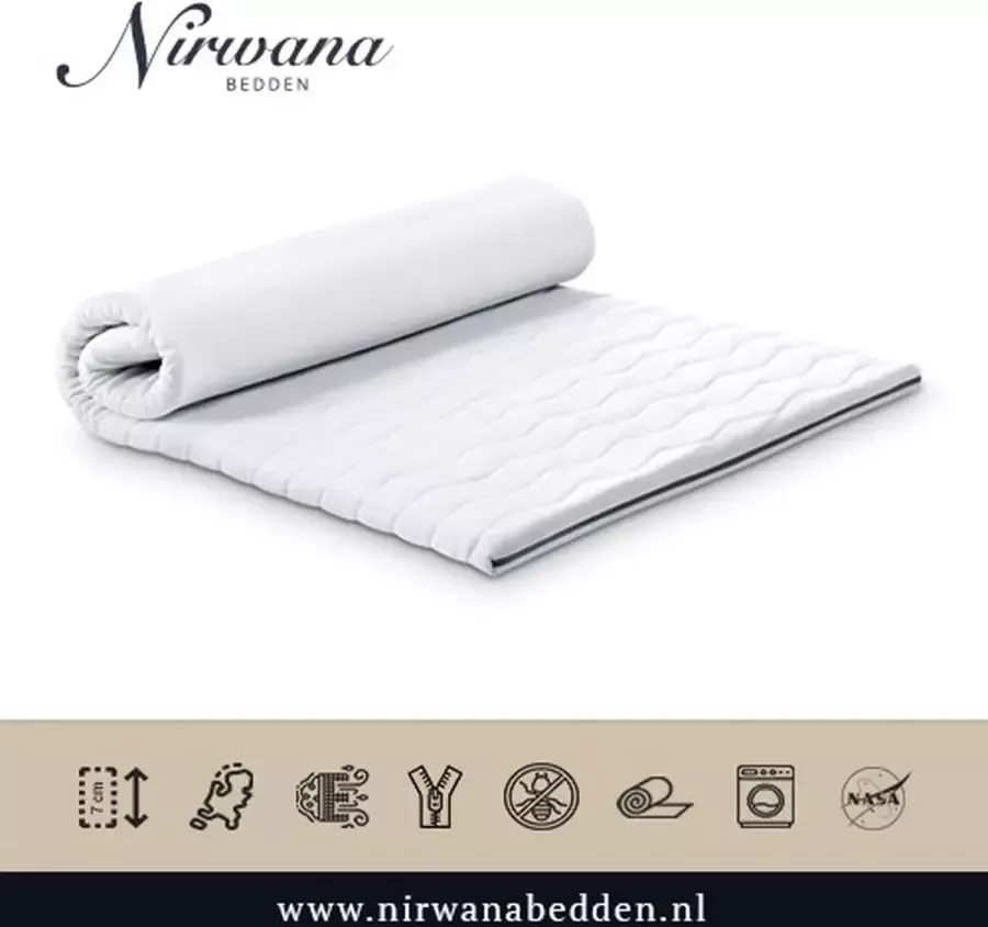Nirwana Bedden Nirwana Topper Traagschuim 180x200x7cm Topdekmatras 30 nachten proefslapen