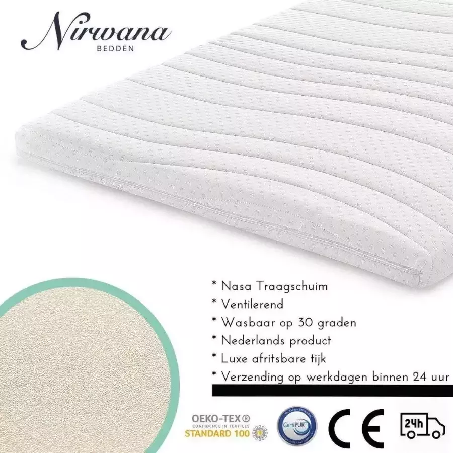 Nirwana Bedden Topdekmatras 100x200 Nasa Traagschuim 7CM