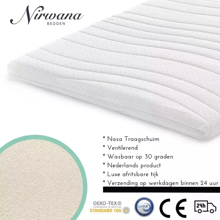 Nirwana Bedden Topdekmatras 160x200 Nasa Traagschuim 8CM