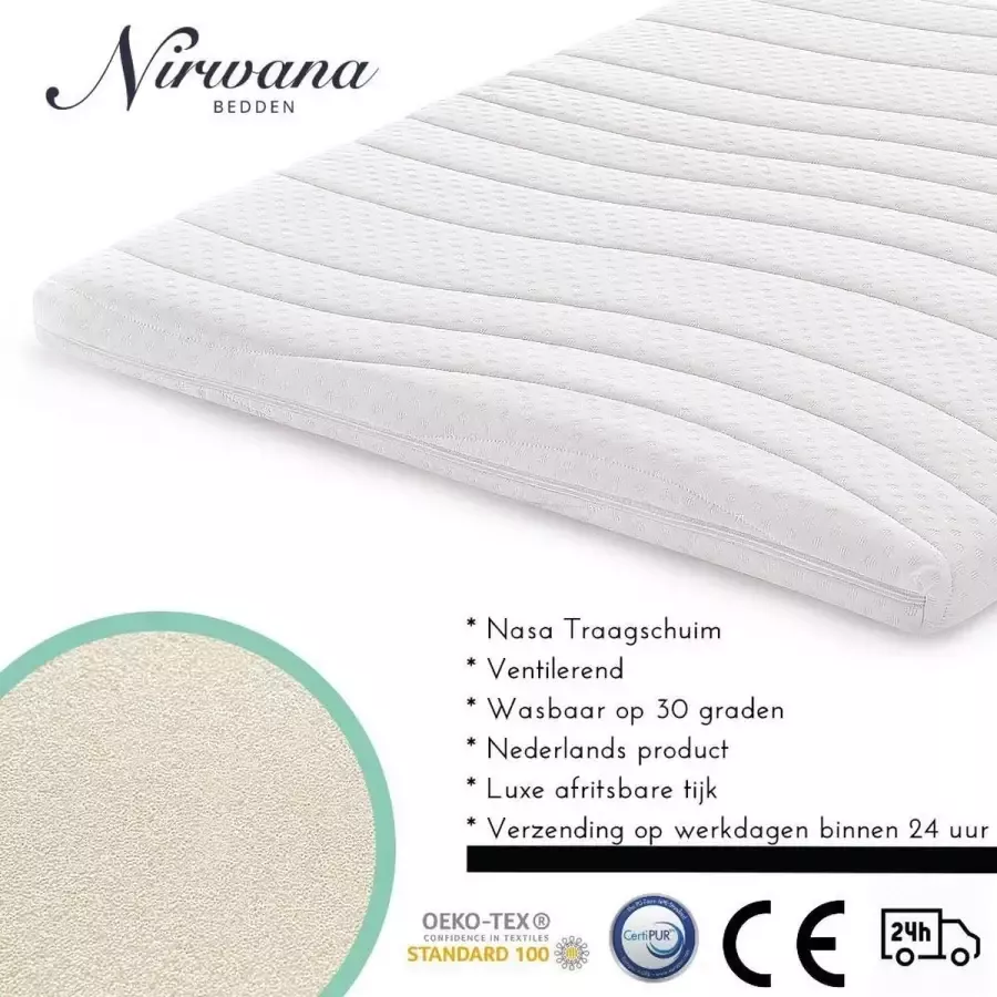 Nirwana Bedden Topdekmatras 70x200 Nasa Traagschuim 7CM