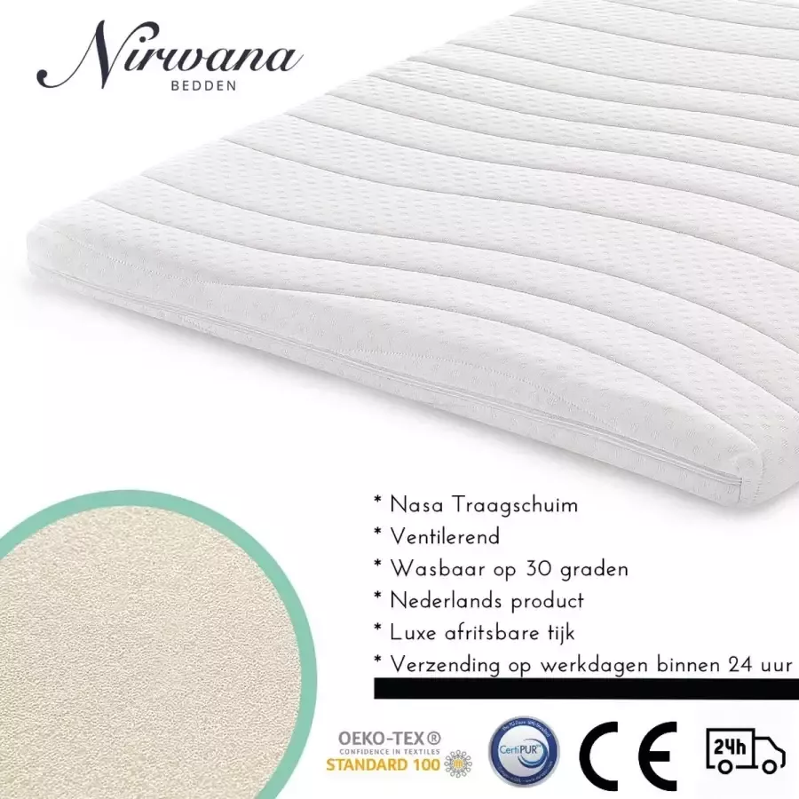 Nirwana Bedden Topdekmatras 90x200 Nasa Traagschuim 8CM
