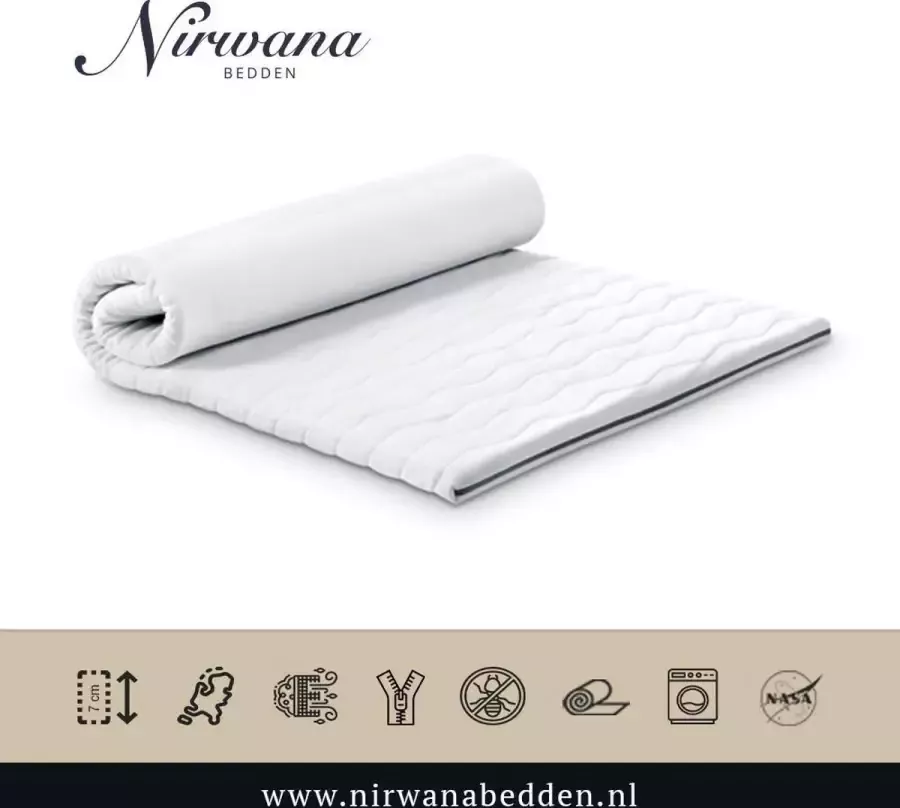Nirwana Bedden Topper HR50 Koudschuim Topdekmatras Ergonomisch 100x190 ca 7cm dik matras