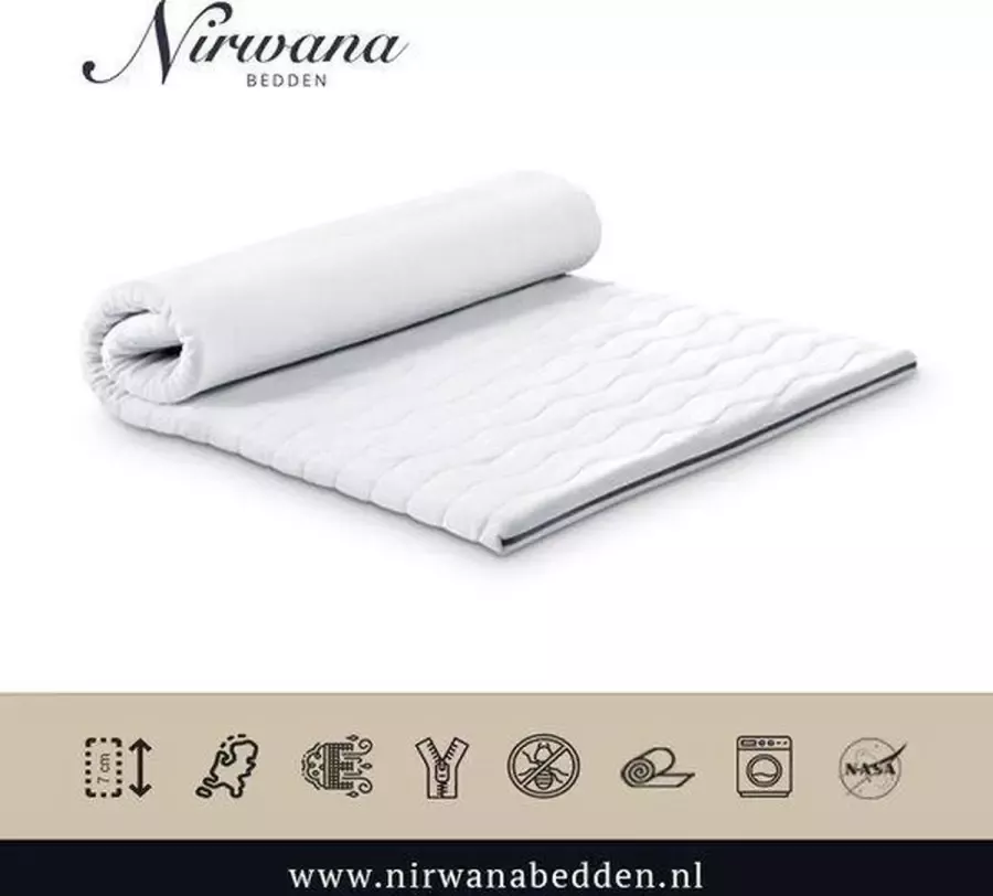 Nirwana Bedden Topper NASA Traagschuim Topdekmatras Ergonomisch 180x210cm ca 8cm dik matras