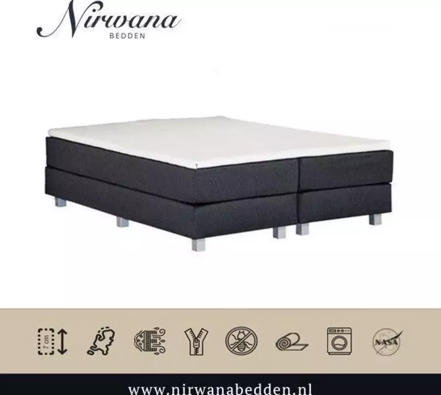 Nirwana bedden Nirwana Topdekmatras Traagschuim Nasa Platinum Visco 190x220x7