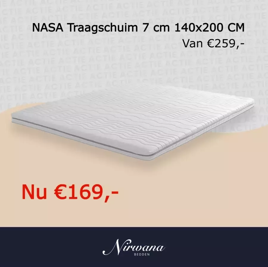 Nirwana Bedden Traagschuim Matras Topper – Topdekmatras – Matras Topper 140 x 200 cm – Hoogwaardig Traagschuim – 7 cm dik - Foto 2