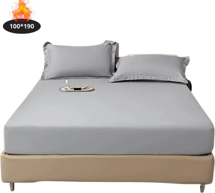 Nivard Hoeslaken Set Inclusief Kussensloop 3 Delige Set Beddengoed Fitted Sheet Pillow Case Bed Lichtgrijs 100 x 190