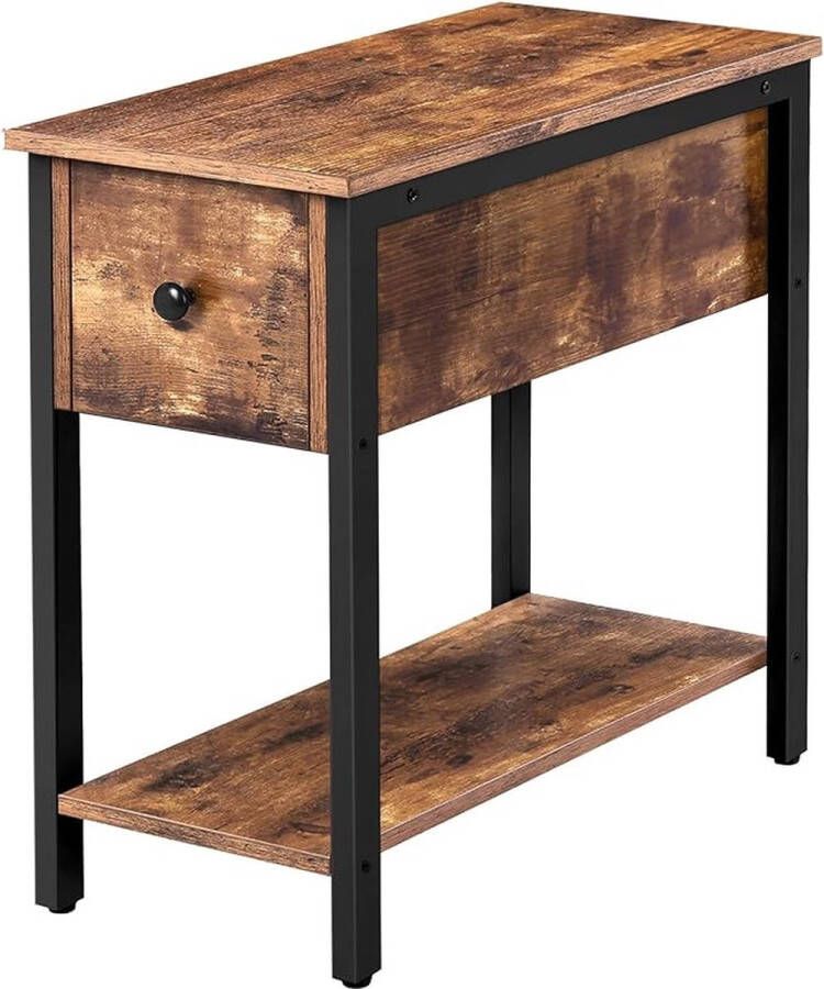 NiZa Homegoods Industriële Nachtkastje Bijzettafel Met Lade 60 x 30 x 61 cm