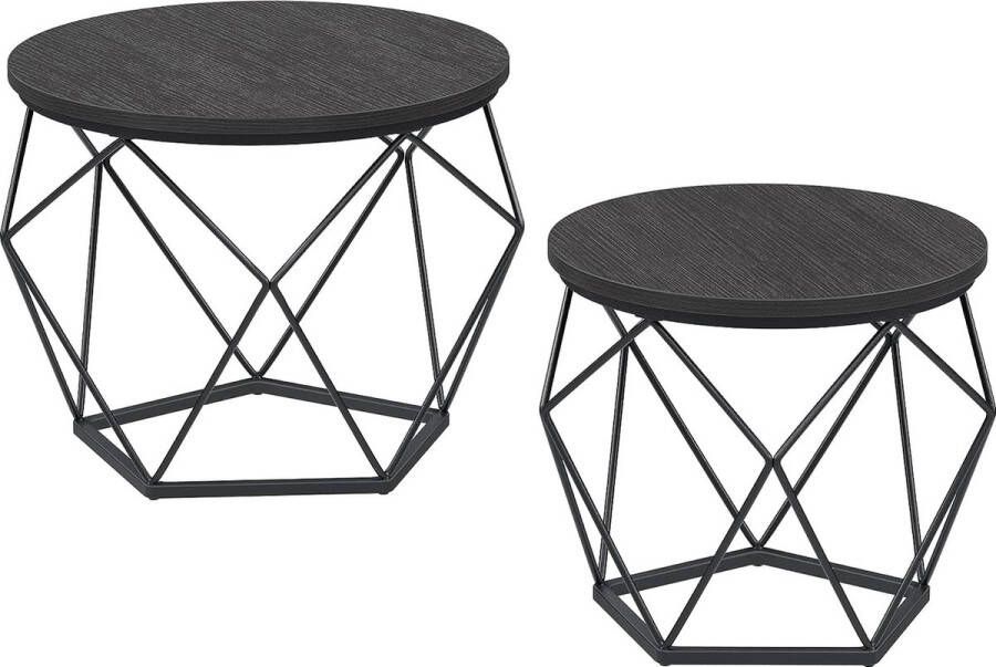 NiZa Homegoods Ronde Salontafels Bijzettafels Zwart Afneembare Blad Set van 2 Ø50 & Ø40cm