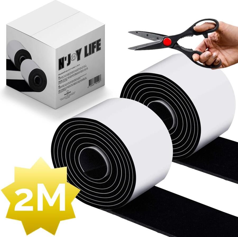 N'JOY Life 1x N JOY LIFE Premium Vilt op Rol Anti Kras Meubelvilt Viltjes 2 meter x 5 cm Zelfklevende Stoelpoot Beschermers Meubelglijders Antikras Vilt voor Stoel Bank Tafel Elektrische Apparatuur