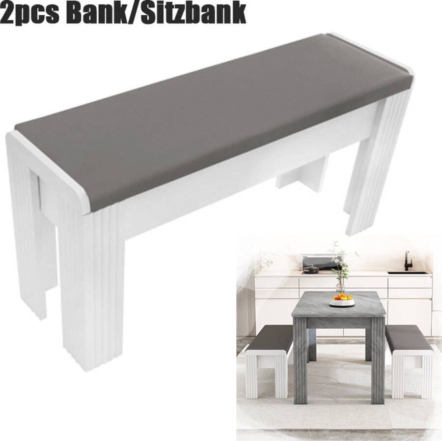 No Bank (set van 2) gestoffeerde bank schoenaankleedkruk lange bank met kunstleren zitkussen elegante zitplaatsen voor thuis