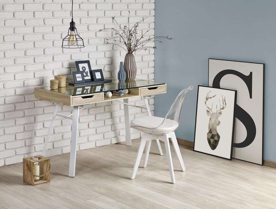 NoaHome Amara Bureau Sonoma – Modern en stijlvol houten bureau 120x60 cm wit onderstel