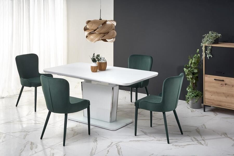 NoaHome Aravella Uitschuifbare Eettafel – Wit Glas & Fineer – 160‑200 × 90 × 76 cm – Uitschuifbaar tot 8 Personen – Stijlvolle Moderne Rechthoekige Eettafel