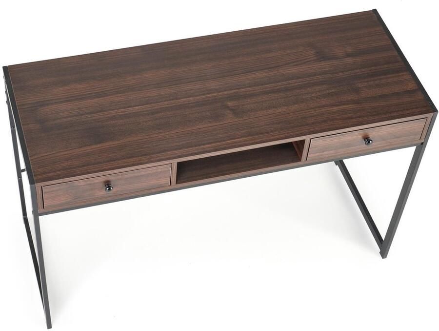 NoaHome AuroraCharge Bureau Bruin – Luxe Hoogwaardige Charge Bureau 123×48 cm – Stijlvol Houten Fineer Blad met Zwart Stalen Frame – Perfect voor Thuiswerk Boho & Industrieel Interieur