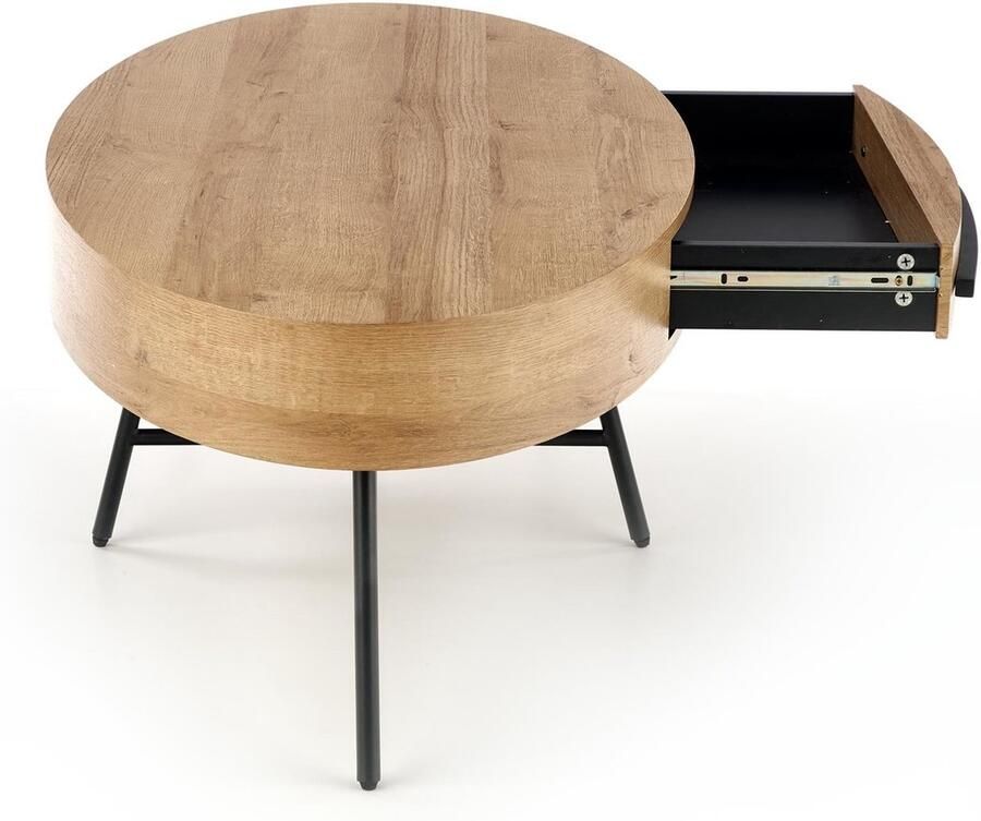 NoaHome Azura Salontafel Luxe Houtfineer en Staal Duurzame Ovale Tafel 120x60x41 cm