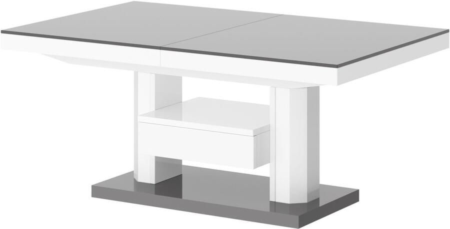 NoaHome Azurielle Uitschuifbare Salontafel Eettafel – Grijs Hoogglans – 120‑170 × 75 cm – Design Uitschuifbare Tafel