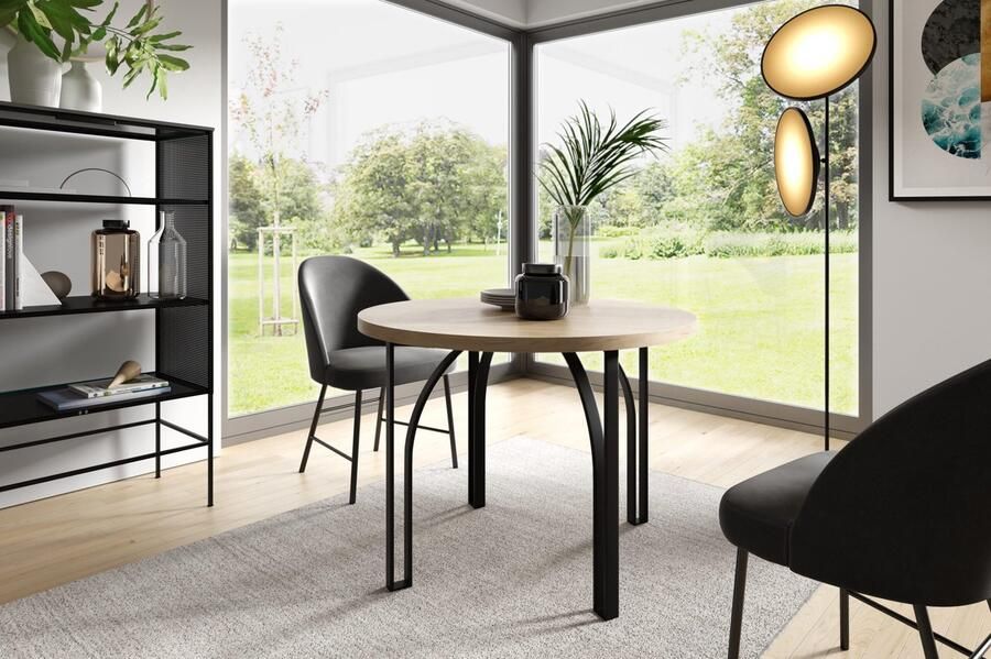 NoaHome Celestara Ronde Uitschuifbare Eettafel Goud Eiken –