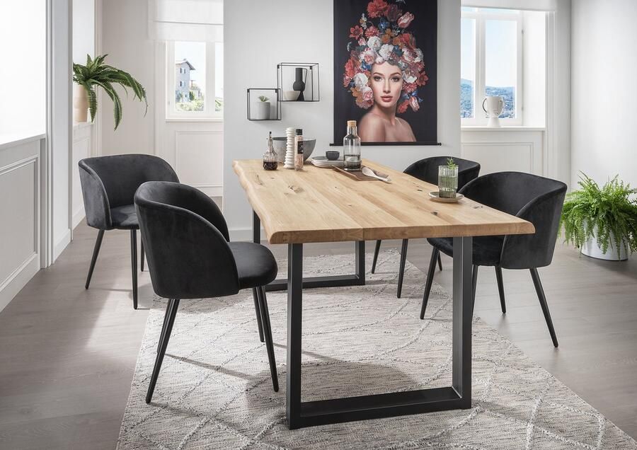 NoaHome Eettafel “Eleganza” Prachtige Natuurlijke Eik met Robuust Metaalframe