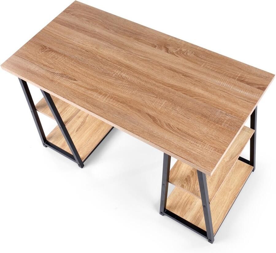 NoaHome Elysian Bureau Sonoma Stijlvol Houten Bureau met Zwart Stalen Onderstel Design