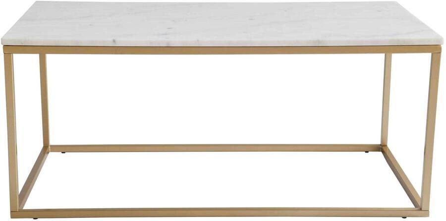 Tomasso Tables Henon Rechthoekige Salontafel Marmer – Wit Zwart Goud met Gouden Onderstel Luxe & Stijlvol Design