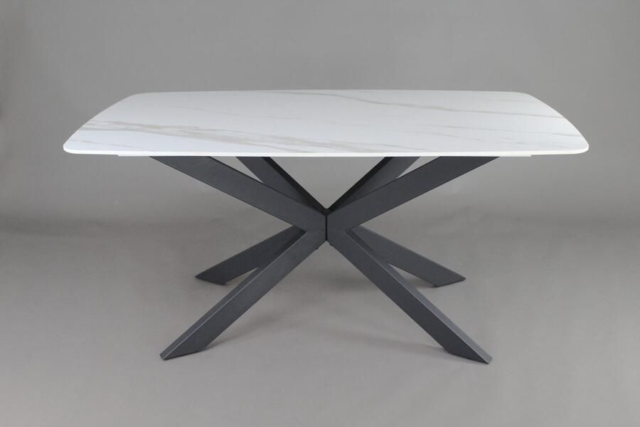 NoaHome Luxe Eettafel Doua Mat Witte Keramiek en Stijlvol Metaal Perfect voor 4 Personen