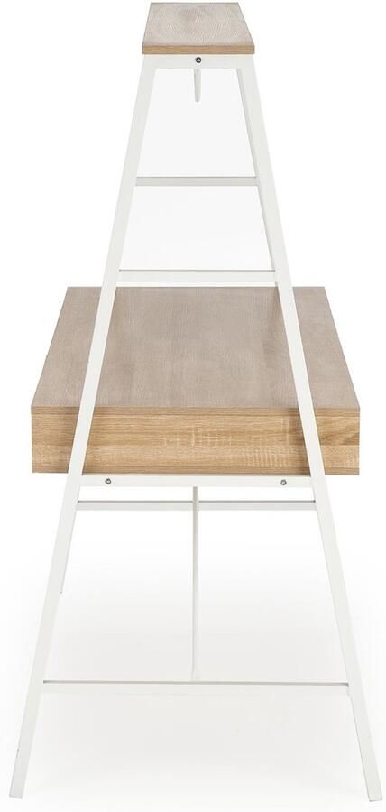 NoaHome Luxe Emalleville Bureau Sonoma – Modern Design Bureau met Wit Stalen Onderstel en Houtfineer Blad (60x139x40 cm)