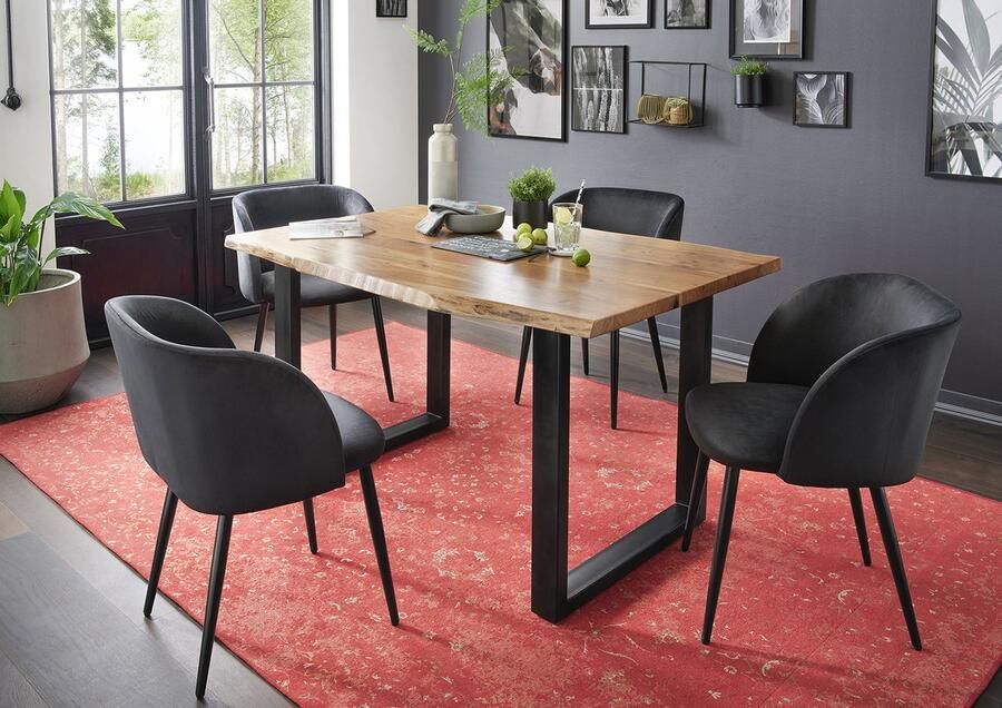 NoaHome Pardis Eettafel – Acaciahout & Metaal Modern Design 4 Personen Stijlvol & Duurzaam