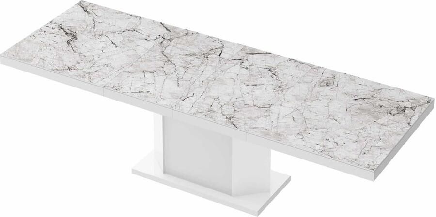 NoaHome Serafino Uitschuifbare Eettafel Venatino Wit Hoogglans – Design & Functionaliteit voor Gezellige Eetmomenten