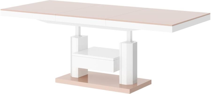 NoaHome Séréluxe Uitklapbare Salontafel tot Eettafel Cappuccino Stijlvol & Praktisch Design