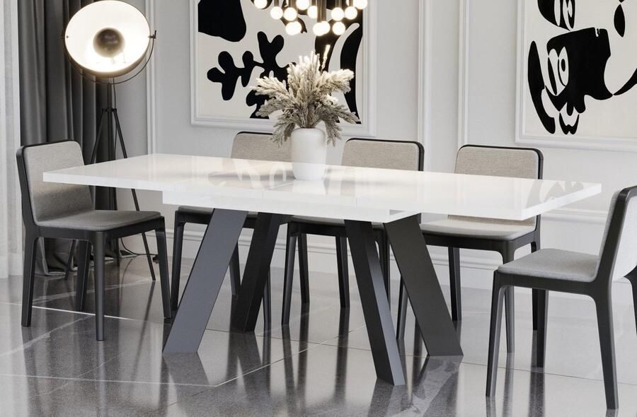 NoaHome Serenza Uitschuifbare Eettafel Wit – Stijlvolle Robuuste & Luxe Eetkamertafel voor 8 Personen Uitschuifbaar & Makkelijk te Onderhouden