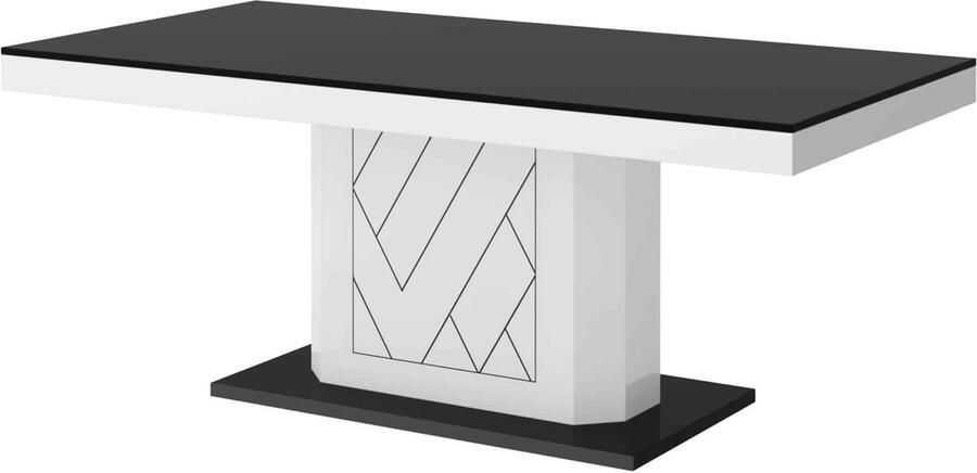 NoaHome Sylvanes Salontafel – Stijlvolle en Duurzame Blikvanger voor Jouw Woonkamer – 120 x 60 x 50 cm – Hout met Fineer – Zwart Hoogglans & Wit Hoogglans – Tomasso Tables