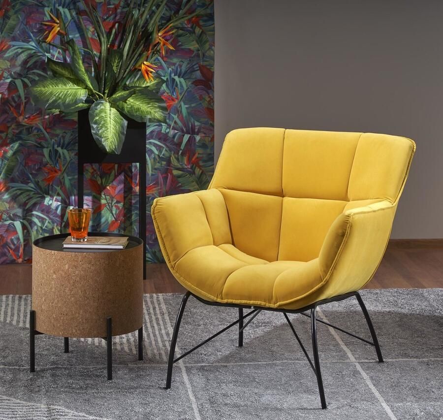 NoaHome Zafira Lounge Fauteuil – Luxe Comfort & Stijl in Donkergroen Grijs & Geel