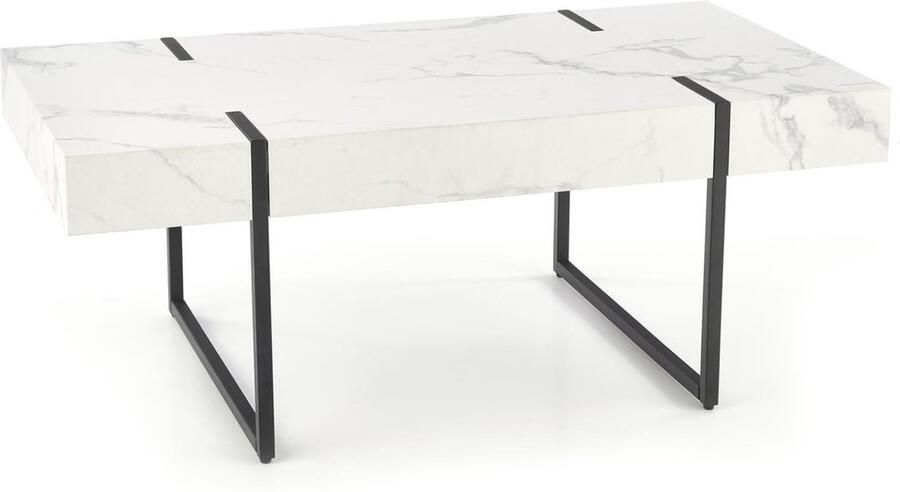 NoaHome Zafira Salontafel Marmerlook Wit – Luxe Rechthoekige Salontafel met Houten Fineer Blad en Stalen Onderstel – Duurzaam & Stijlvol voor Woonkamer