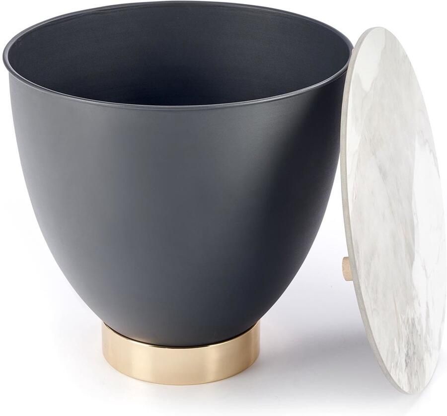 NoaHome Zafiro Salontafel Marmerlook Wit – Luxe Keramiek & Staal – Rond – 48x48x45 cm – Duurzaam & Stijlvol