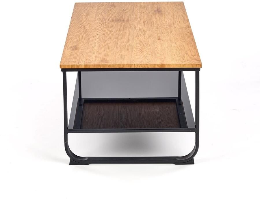 NoaHome Zahara Salontafel – Rechthoek Houten Fineer – Gouden Eik – Zwart Stalen Frame – 105 × 55 × 45 cm