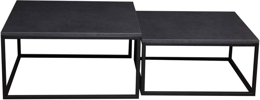 NoaHome Zanara Salontafel Zwart Stijlvolle Industriële Houten Salontafel met Metaal Vierkante Salontafel Duurzaam & Makkelijk Schoon te Maken Woonkamermeubel