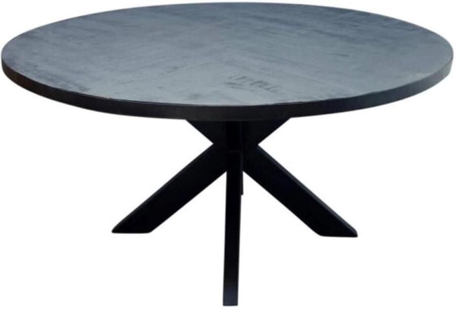 NoaHome Zariel Eettafel Zwart 110cm Duurzaam Mangohout & Robuust Stalen Frame Stijlvolle & Functionele Eettafel van