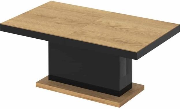 Luxe Uitschuifbare Salontafel – In Hoogte Verstelbaar – Rechthoekig – Zwart Hoogglans & Zwart Hoogglans – 120-170 x 70 x 55-65 cm – Multifunctionele Woonkamertafel