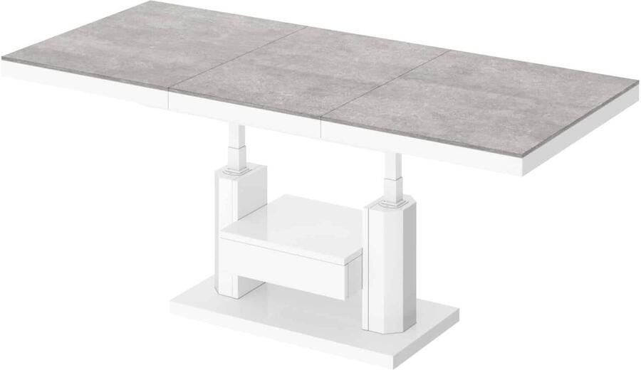 NoaHome Zephyria Uitklapbare Salontafel – Transformeer tot Stijlvolle Eettafel (Steen Grijs Mat)