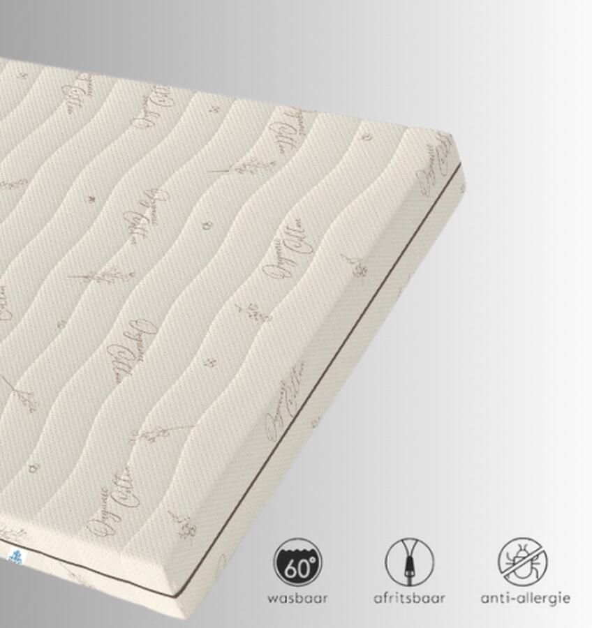 Nobel Bedden Topper Organic Cotton 90x200 Topmatras Hybrid Koudschuim Topdekmatras 9cm Orthopedisch