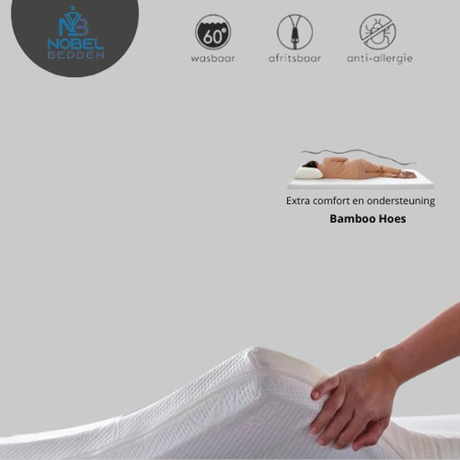 Nobel Bedden Topper Hotel XXL Topdekmatras 160x200 Koudschuim Hybrid BAMBOO 9 cm dik Orthopedisch Actie !!!