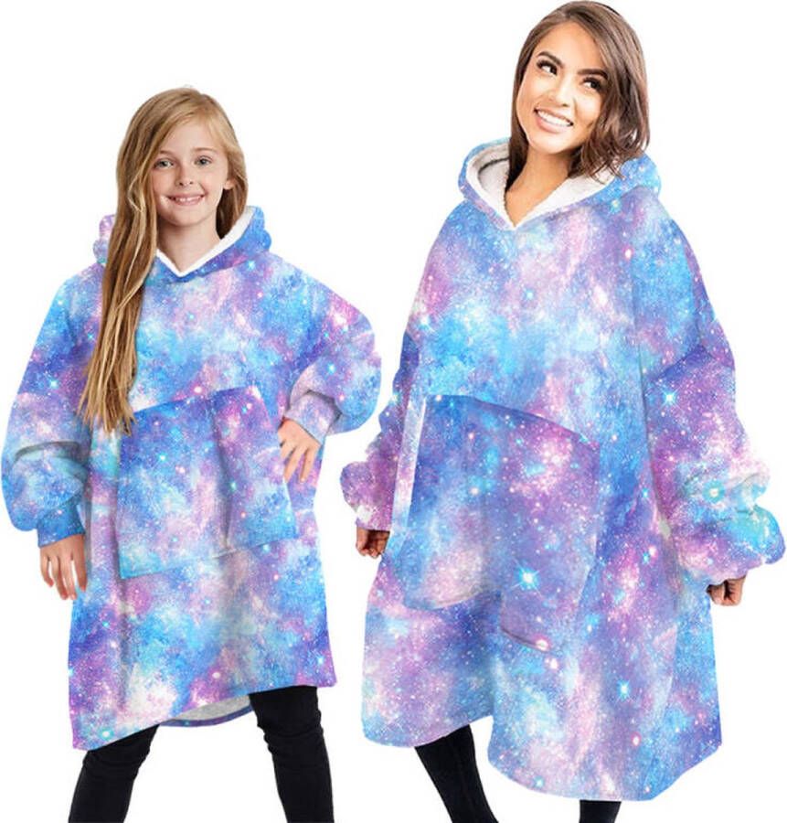 Nok Nak Dames Snuggle Hoodie tie dye Plaid met mouwen- bank hoodie- chill hoodie- tiktok trends- -GALAXY!Dames