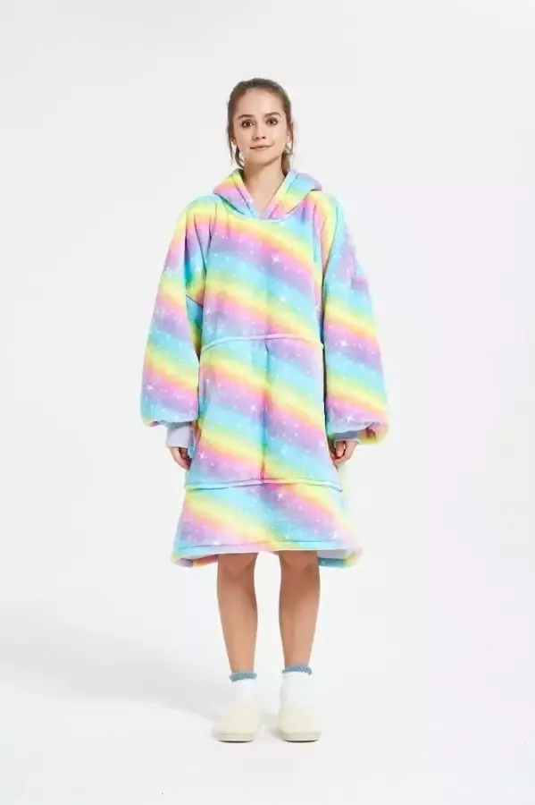 Nok Nak Snuggle hoodie -tie dye plaid met mouwen fleece deken- bank hoodie chill hoodie tiktok trends