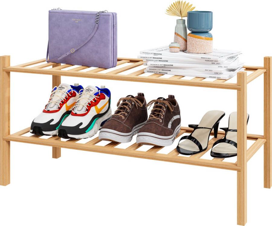 Nolad Schoenenrek Bamboe Schoenenrek 2 niveaus 35x28x69cm Hout