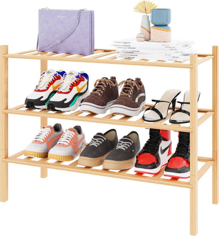 Nolad Schoenenrek Bamboe Schoenenrek 3 niveaus 50x28x69cm Hout