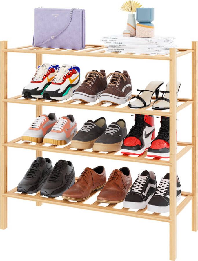 Nolad Schoenenrek Bamboe Schoenenrek 4 niveaus 67x28x69cm Hout