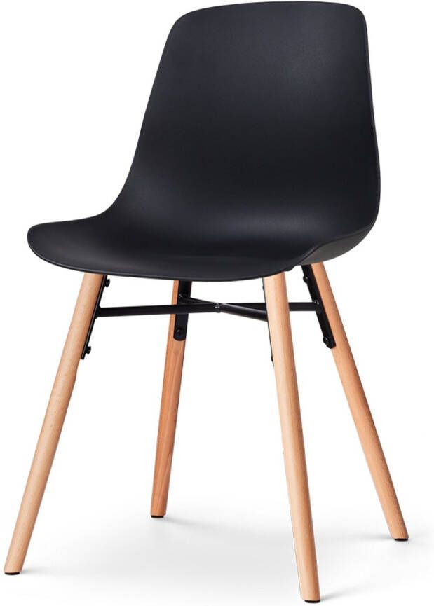 Nolon Nena-Pip Eetkamerstoel Zwart Kunststof Zitting Houten Poten