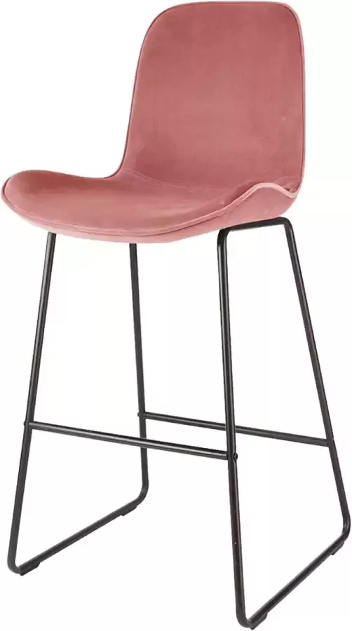 Nolon Nino barkruk velvet roze zwart onderstel 75 cm velours barstoel keuken - Foto 1