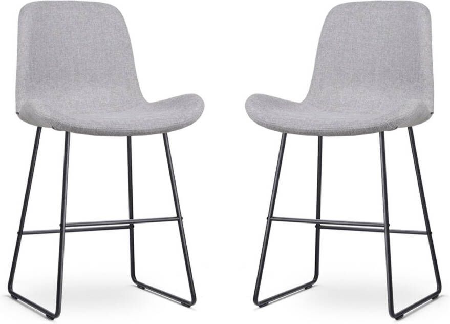 Nolon Nino-Fé Barkrukken Set van 2 Lichtgrijs Zwart Onderstel 65 cm met Rugleuning Stof Kookeiland