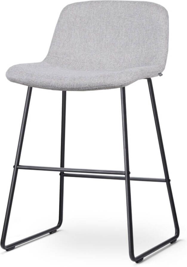 Nolon Nino barkruk grijs met lage rugleuning zwart onderstel 65 cm kookeiland stof barstoel