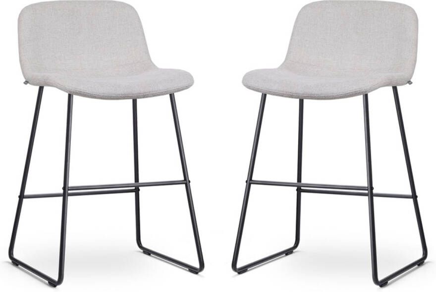 Nolon Nino-Mats Barkrukken Set van 2 Beige Zwart Onderstel Zithoogte 65 cm Stof Voor Kookeiland